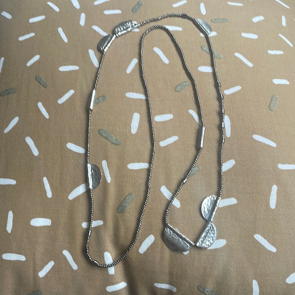 JJill hammered silver with gold seed beads Layering Necklace 💋